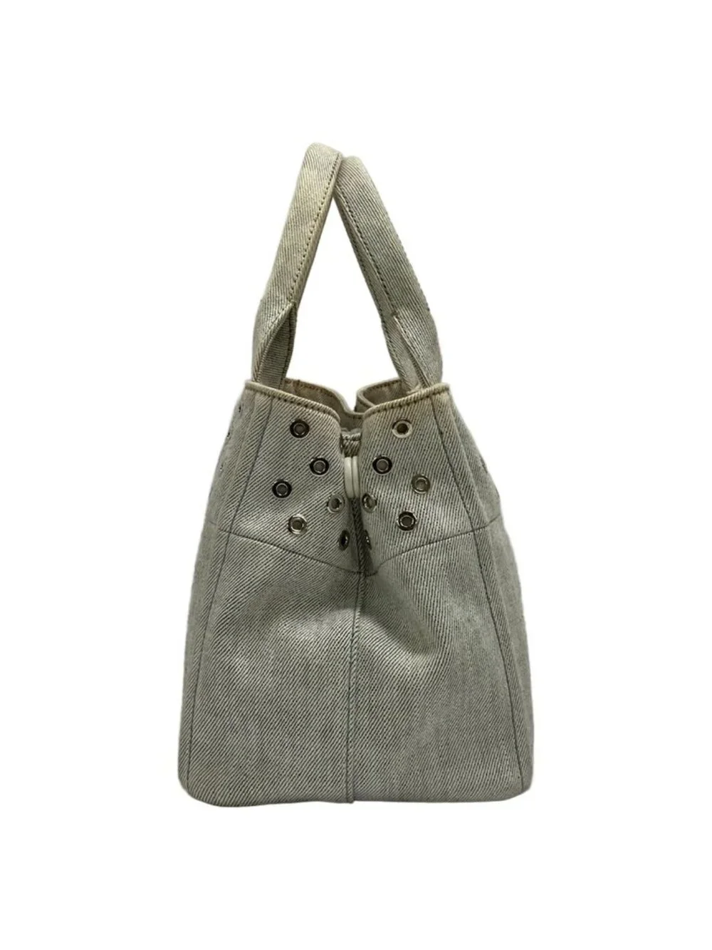 Prada Tote Canapa Grommet Bianco